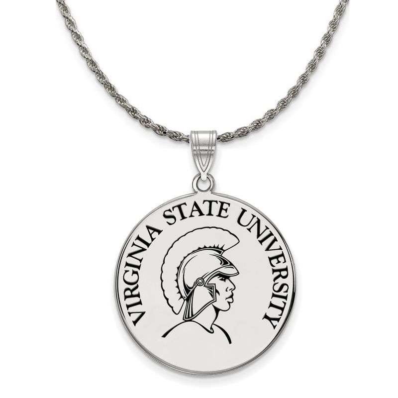 Sterling Silver Virginia State Xl Enamel Disc Necklace - 20 Inch